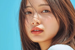 鼻柱の鼻整形をしようとしている女性