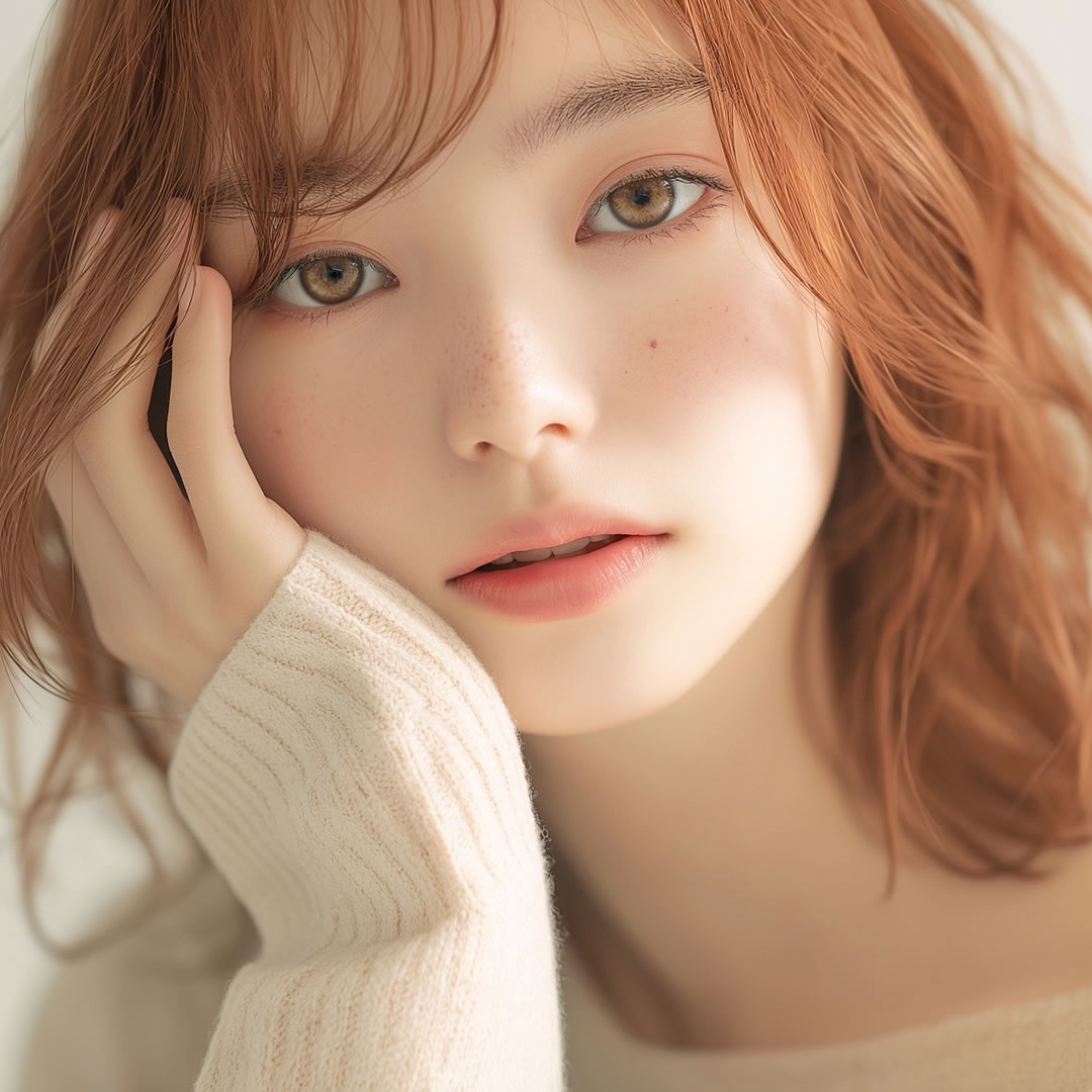 しわがない女性