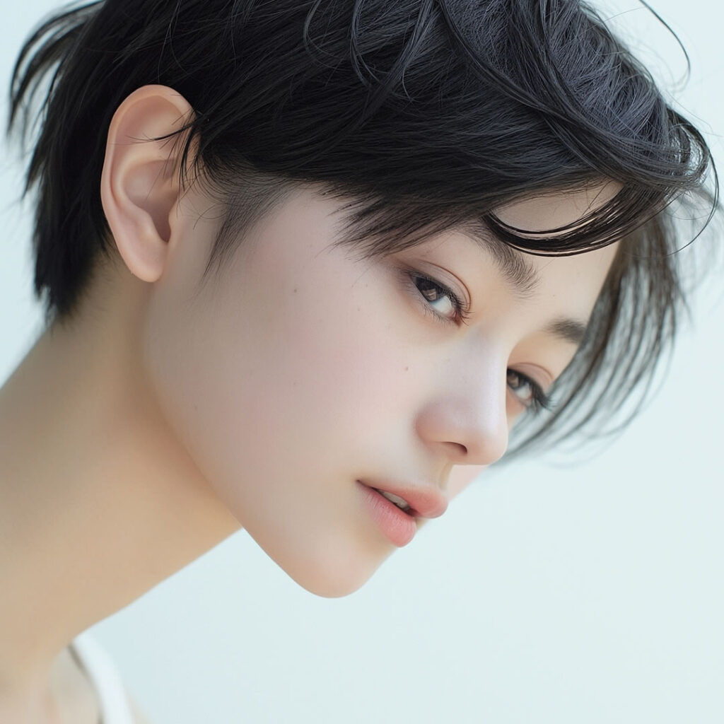 こめかみリフトの手術を受けた女性