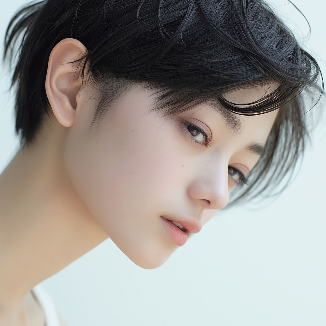 こめかみリフトの手術を受けた女性